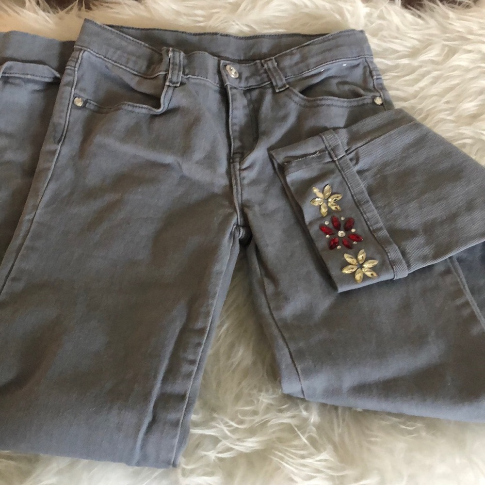 Gymboree embellished Gray cuffed jeans